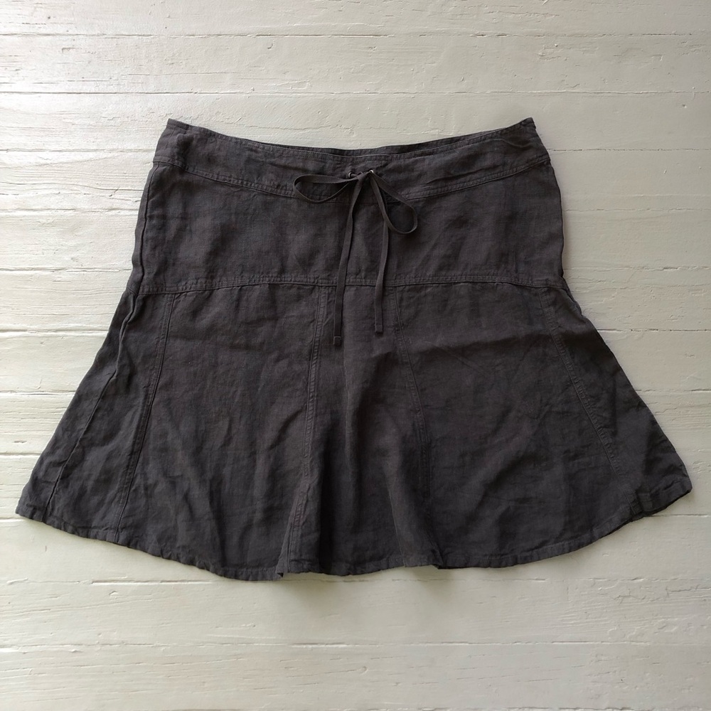 Athleta 100% Linen Day Dream Skirt Flint Grey Size 16T Mini Flounce Drawstring
